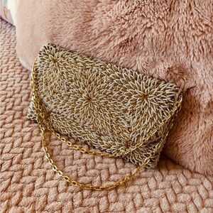 Gold Beaded Women Clutch Bag